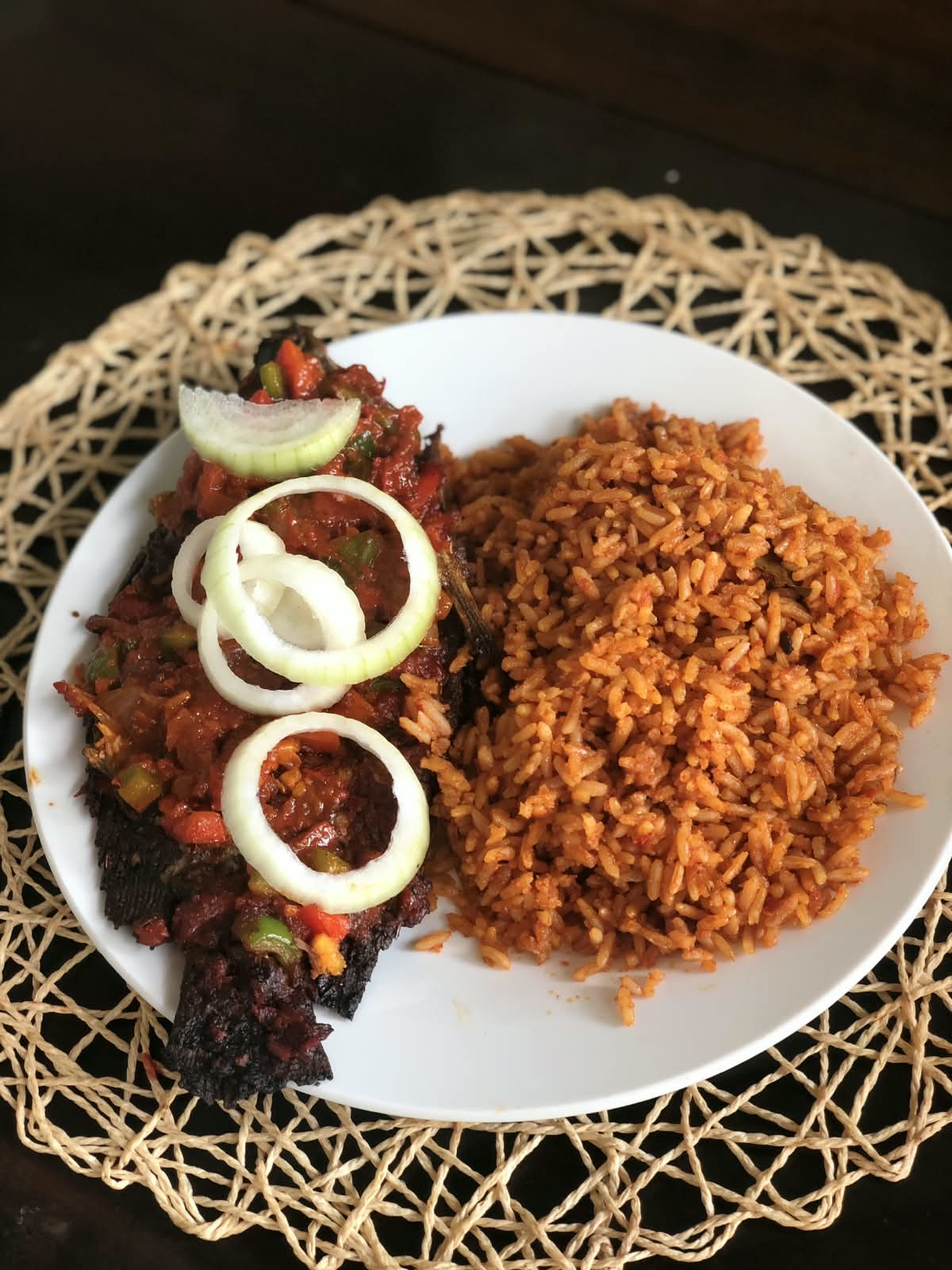 Jollof Rice served with fish